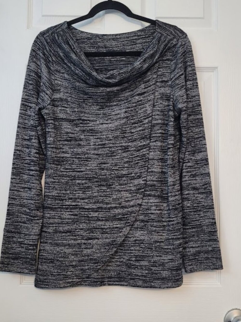 Soft Lightweight Loose Neck Top Sweater-Nursing friendly-Small/Medium=blk/grey